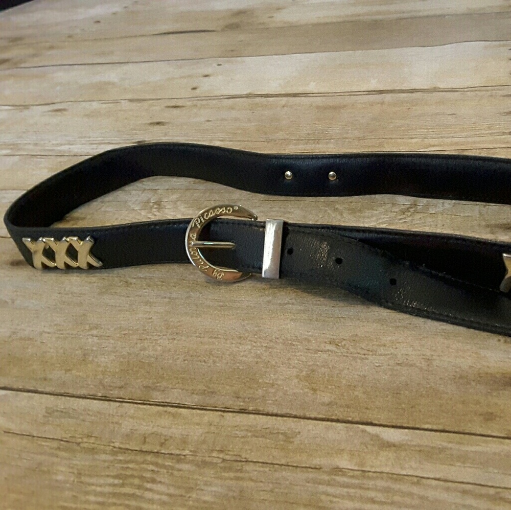 PALOMA PICASSO Authentic "X" Belt Gold Leather