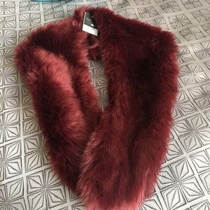 Faux fur burgundy neck and shoulder wrap