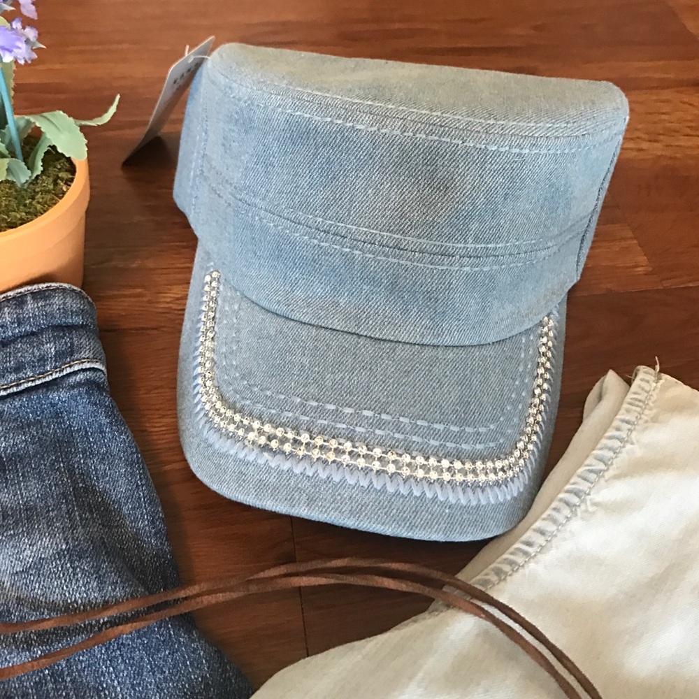 New Denim Rhinestone Hat - Picture 2 of 4