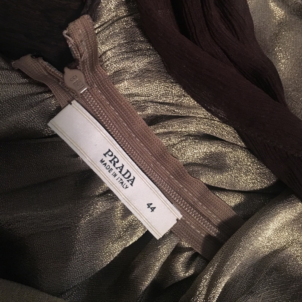 Authentic Prada gold/pewter top with chiffon! - Picture 2 of 4