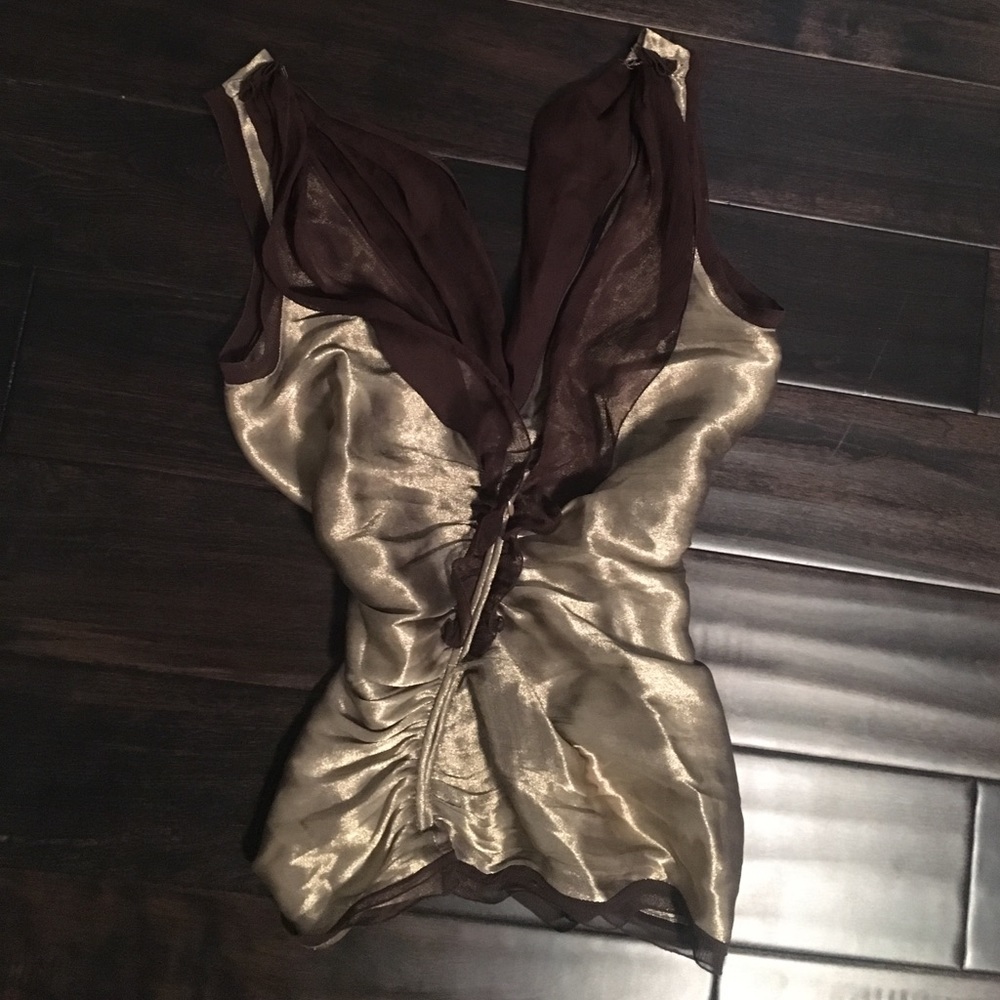 Authentic Prada gold/pewter top with chiffon! - Picture 3 of 4