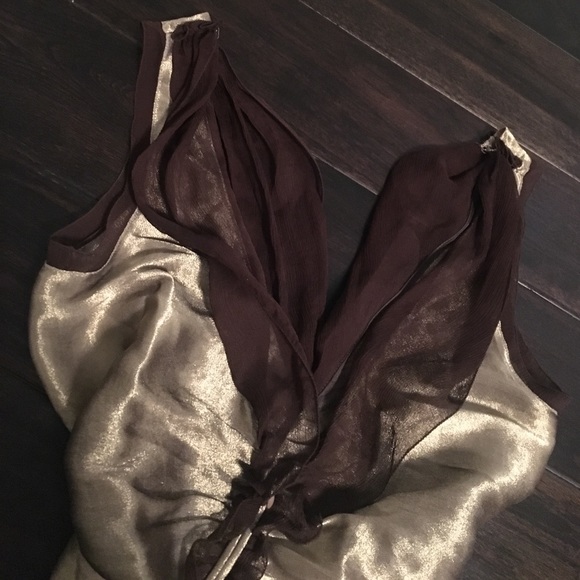 Authentic Prada gold/pewter top with chiffon! - Picture 4 of 4