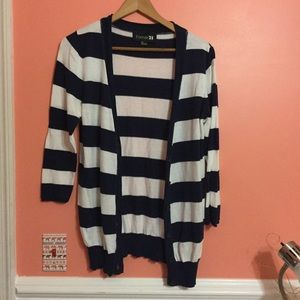 Navy and white striped cardigan
