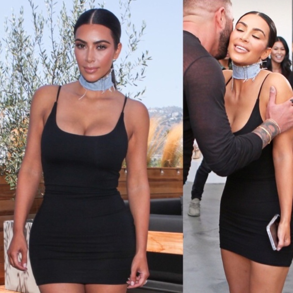 Blue denim distressed choker