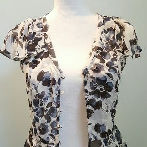Chiffon floral peplum blouse