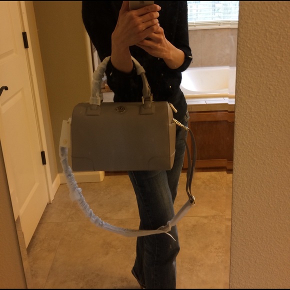 NEW Tory Burch Robinson Middy Satchel/Crossbody Bag Glazed Gray Saffiano Leather - Picture 9 of 11