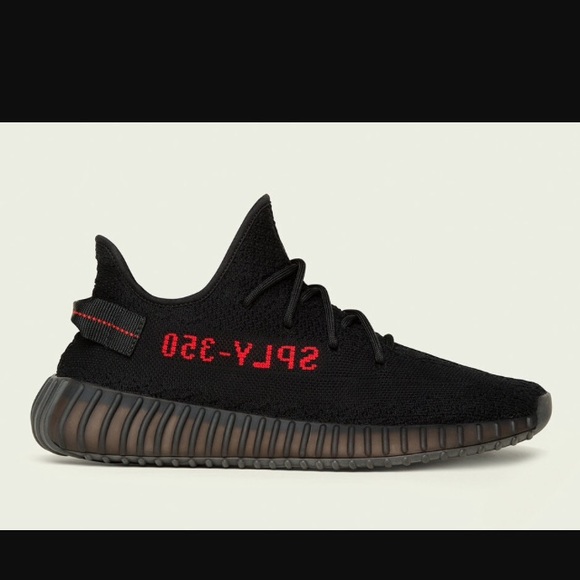 yeezy black with red letters
