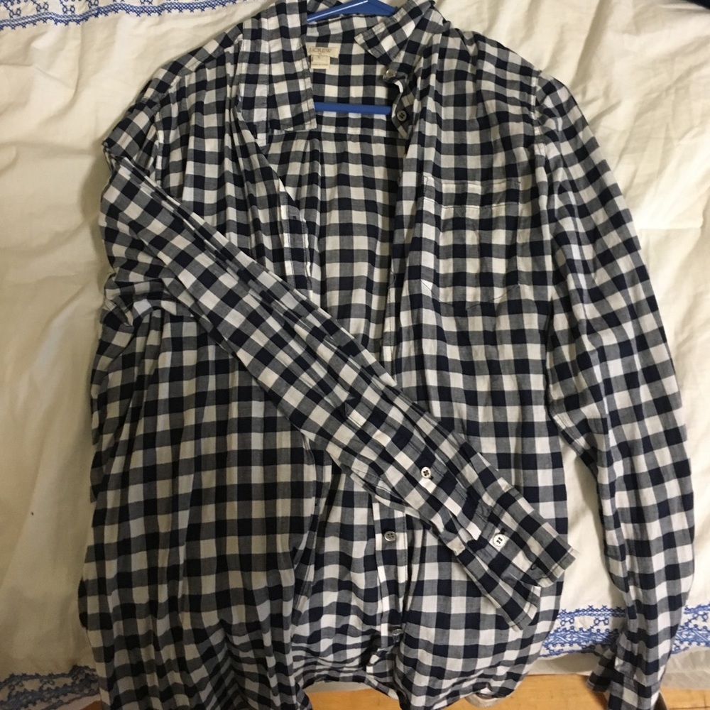 JCrew Navy and white checkered top