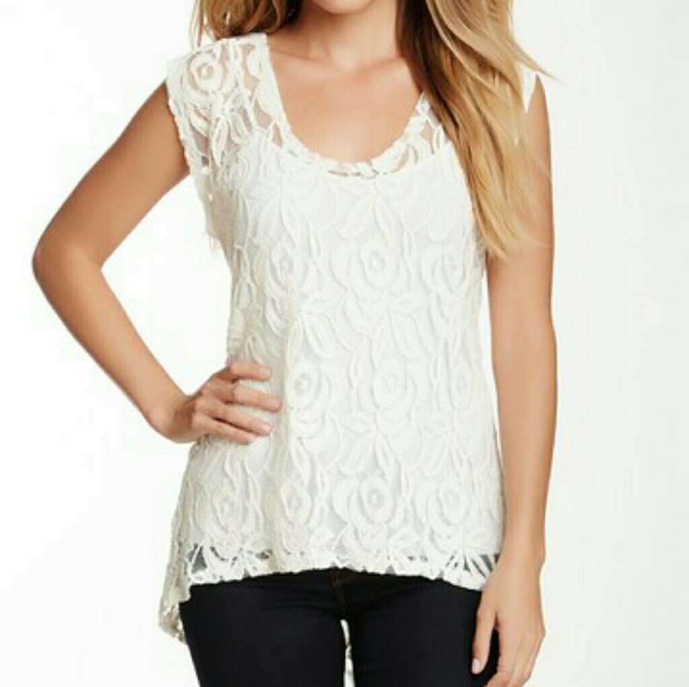 Loveappella Lace Hi-Lo Blouse