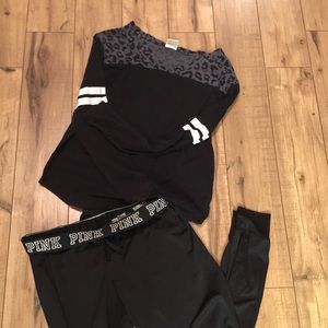Victoria's Secret PINK Leopard Print Black Tee