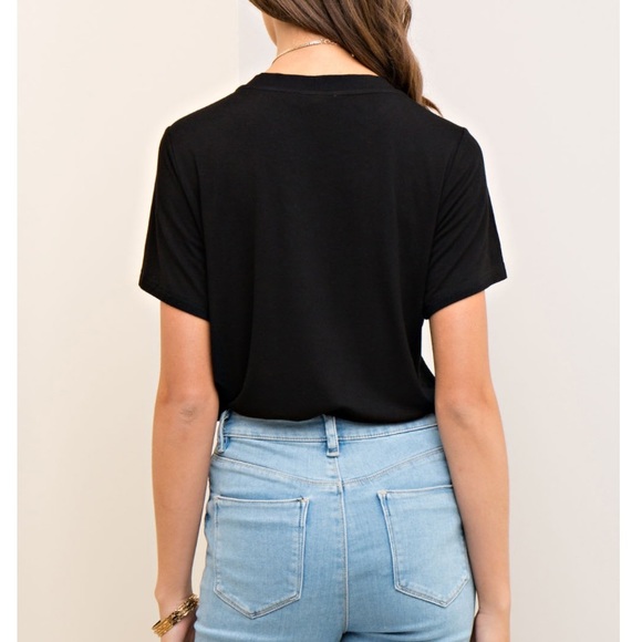 solid Black lace up knit top - Picture 7 of 7