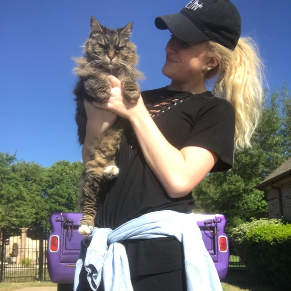 solid Black lace up knit top - Picture 6 of 7