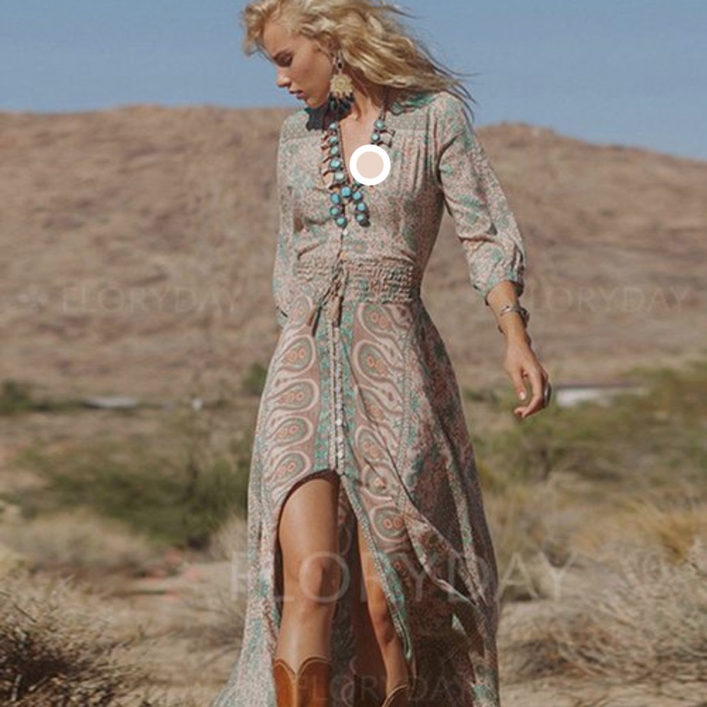 Boho Western Country Dress Long Sz M women 's 8