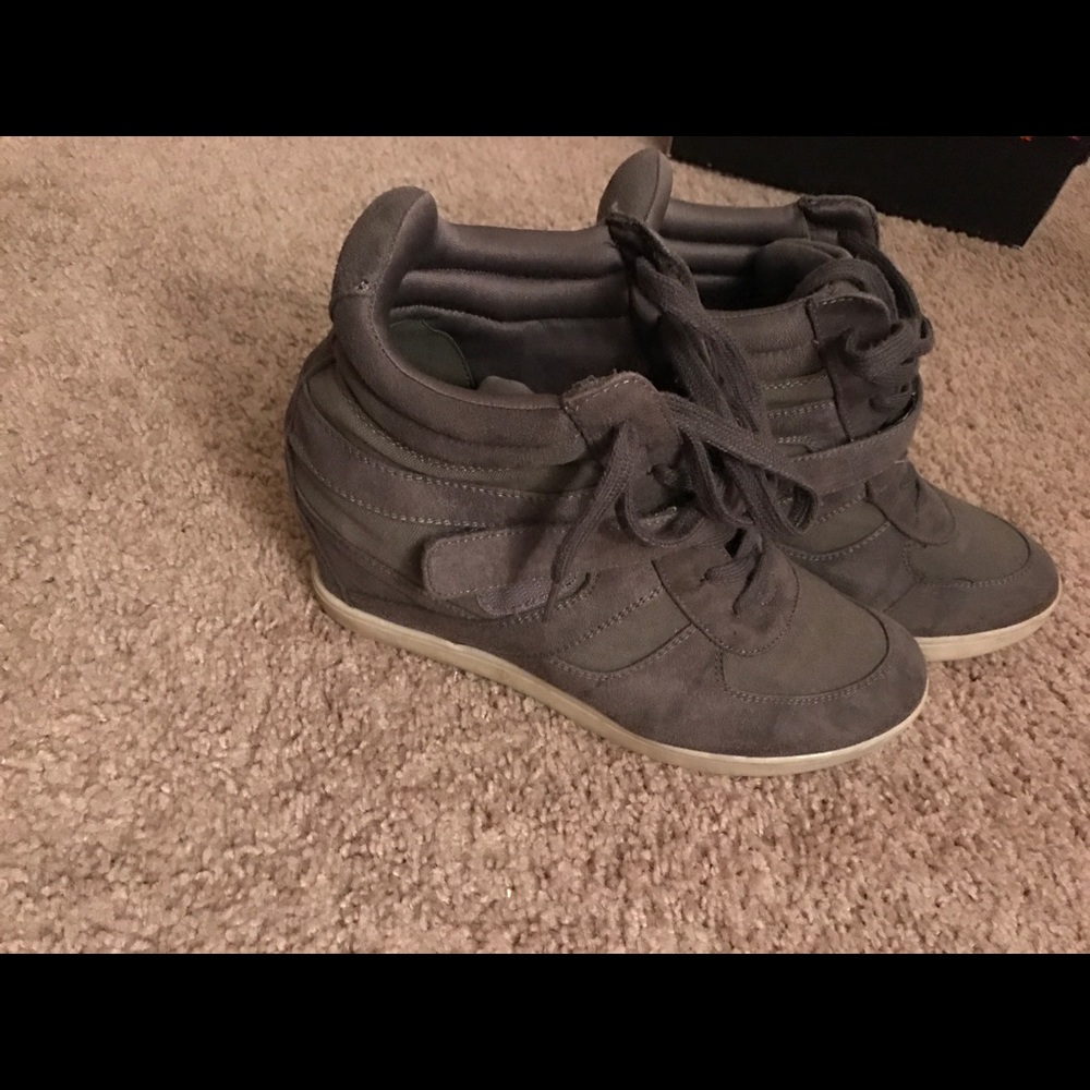 Gray high top sneakers