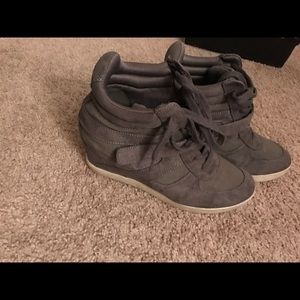 Gray high top sneakers