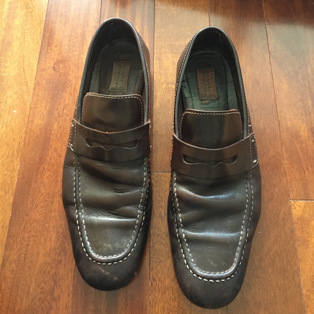 Barney's New York Brown Leather Loafers - 8.5