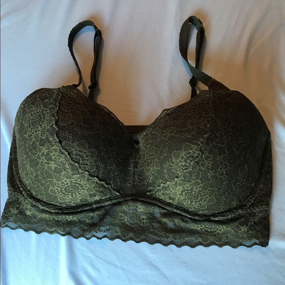 VS PINK lace bralette, M, army green