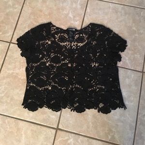Black lace crop top
