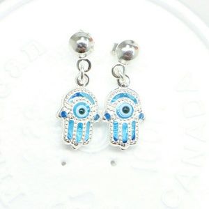 925 Sterling Silver Hamsa Women Earrings.