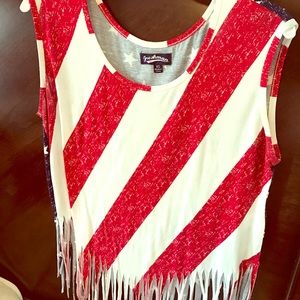 American Flag Fringe Tank!