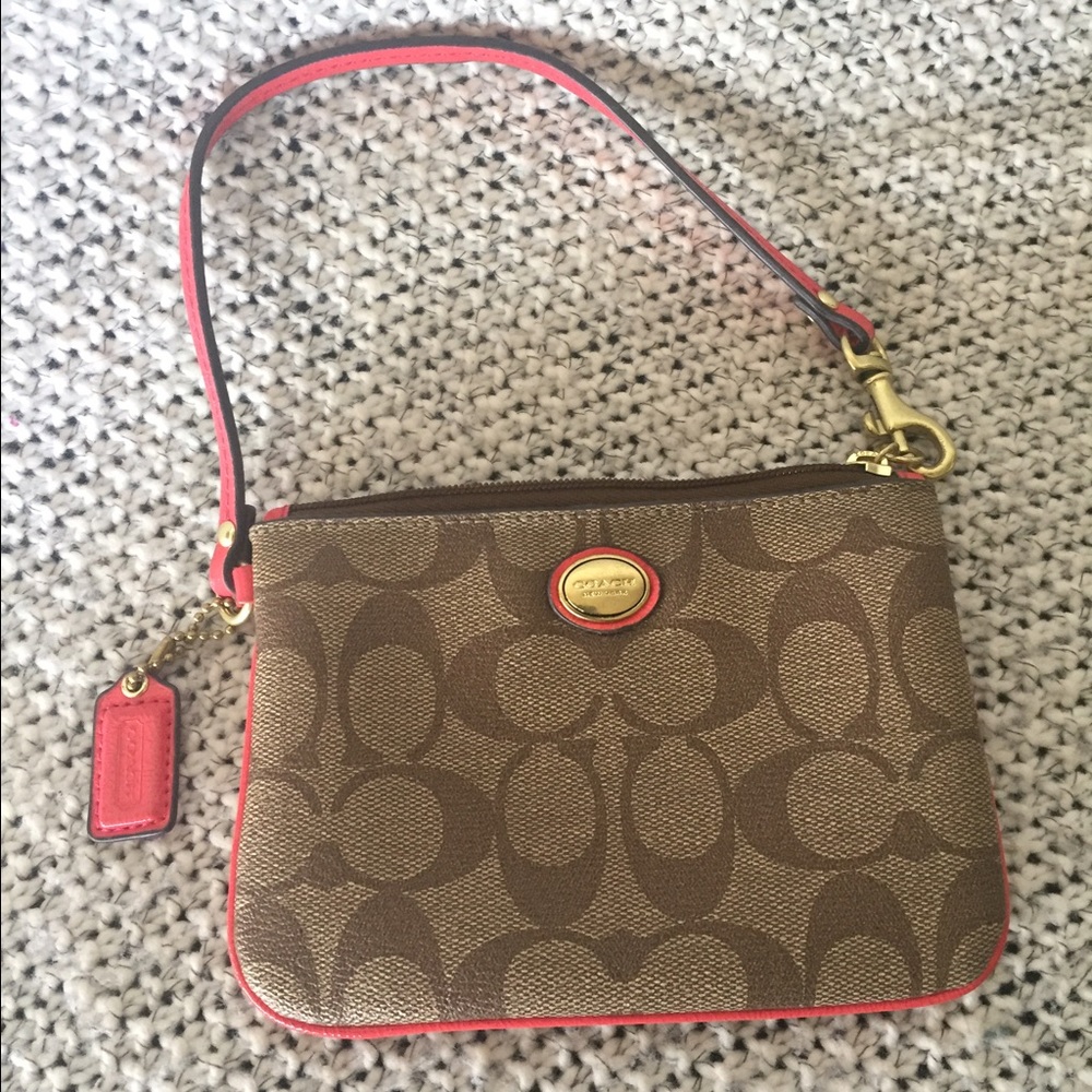 Authentic Coach wristlet pink and tan