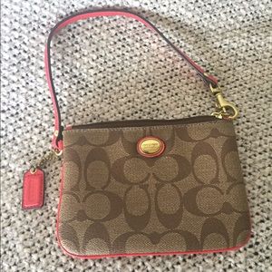 Authentic Coach wristlet pink and tan