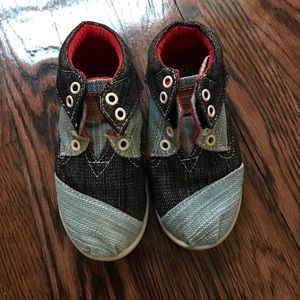 Baby Toms denim high tops size 6