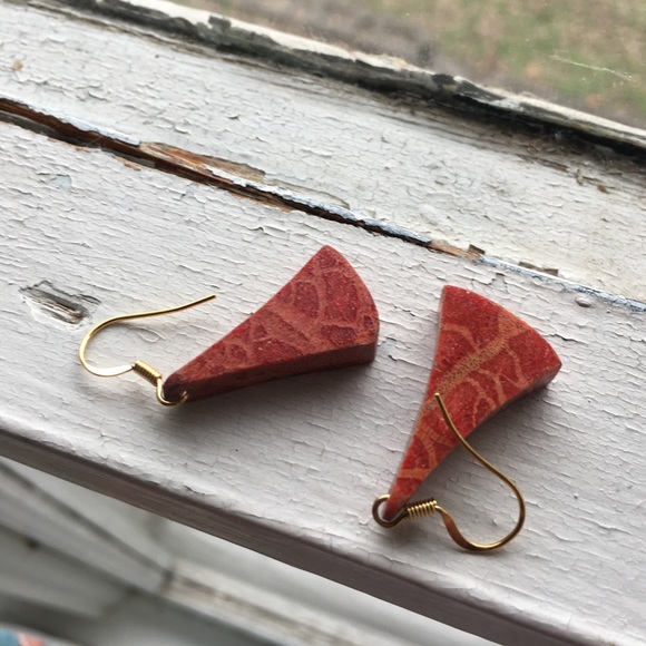 Red Statement Earrings - Picture 2 of 3