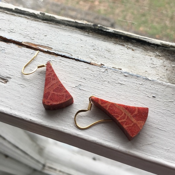 Red Statement Earrings - Picture 3 of 3