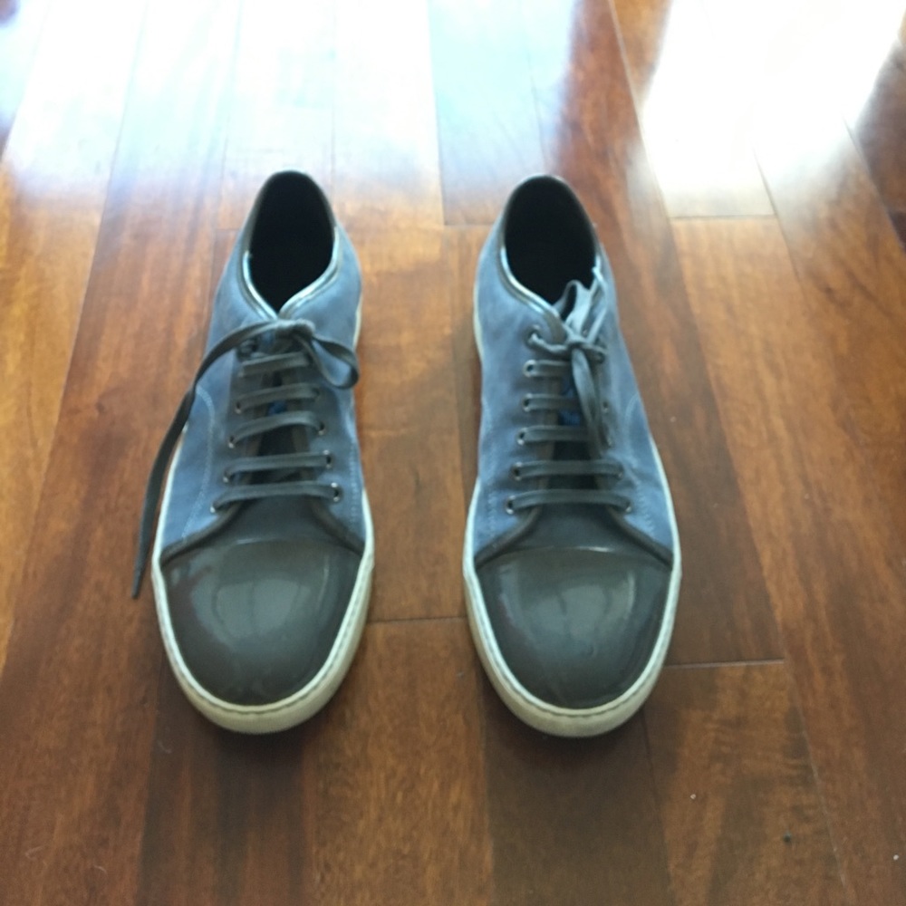 Lanvin Suede Patent Cap Sneaker - 8