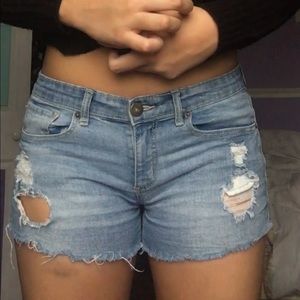 Ripped jean booty shorts