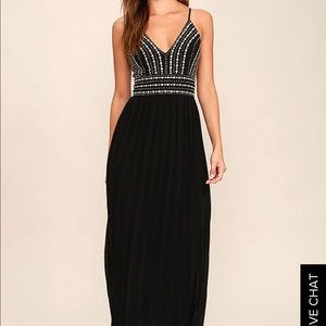 Glamorous gala black embroidered maxi dress