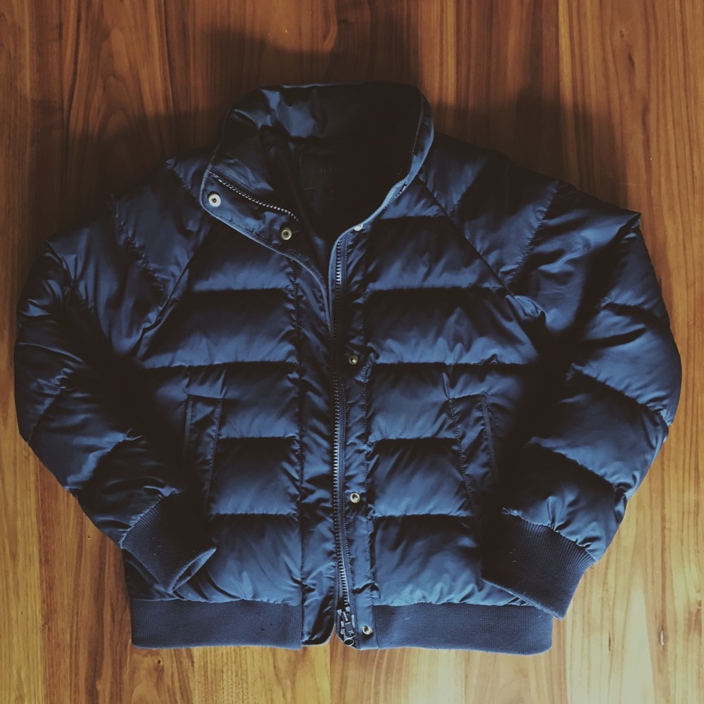 J. Crew Alpine Goose Down Puffer Coat in Navy XS