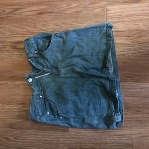 Teal denim jean skirt