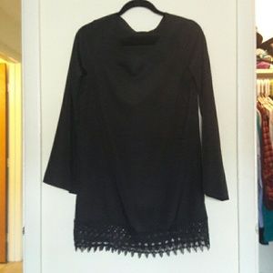 Black dress, lace trim