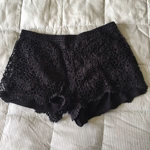 Black lace short shorts