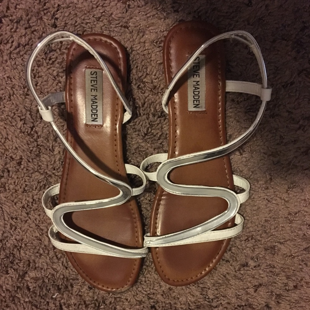 White and Silver Steve Madden sandals