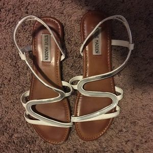 White and Silver Steve Madden sandals