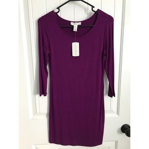 JEWEL TONED purple quarter sleeve bodycon dress