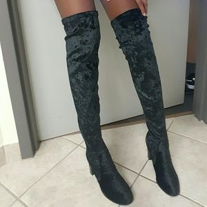 Brand new black velvet over the knee boots!