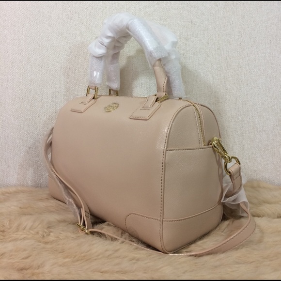 NEW Tory Burch Robinson Middy Blush Beige Saffiano Leather Satchel/Crossbody Bag - Picture 3 of 9