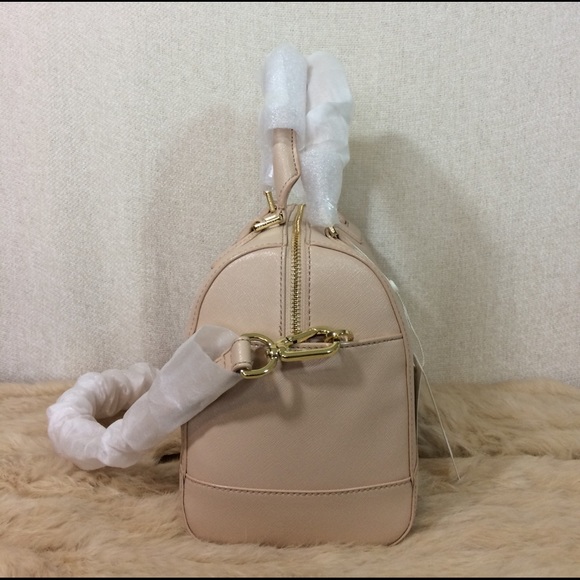 NEW Tory Burch Robinson Middy Blush Beige Saffiano Leather Satchel/Crossbody Bag - Picture 4 of 9