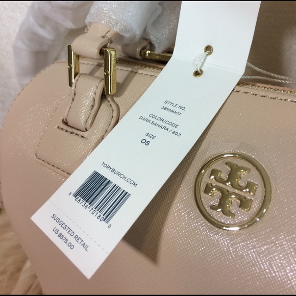 NEW Tory Burch Robinson Middy Blush Beige Saffiano Leather Satchel/Crossbody Bag - Picture 7 of 9