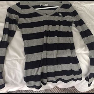 Striped grey and navy blue long sleeve