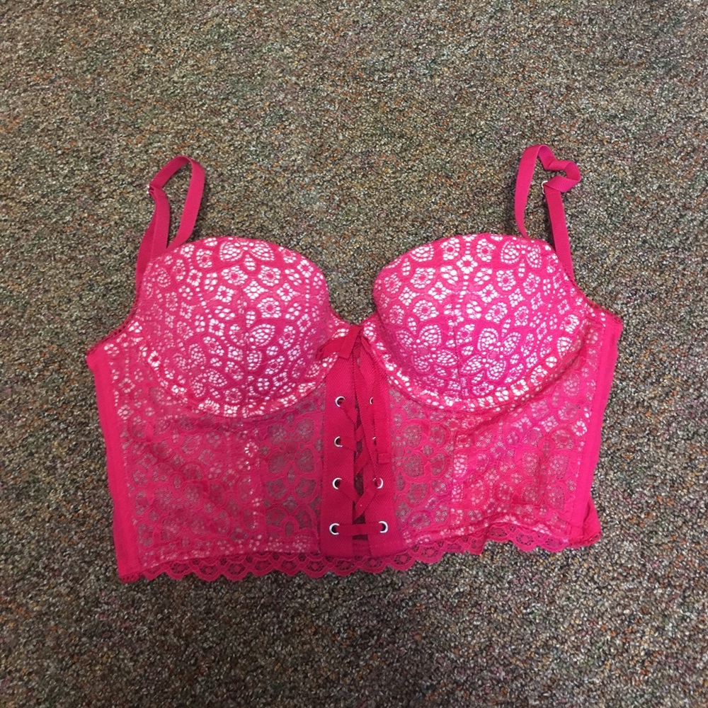 Pink front lace corset