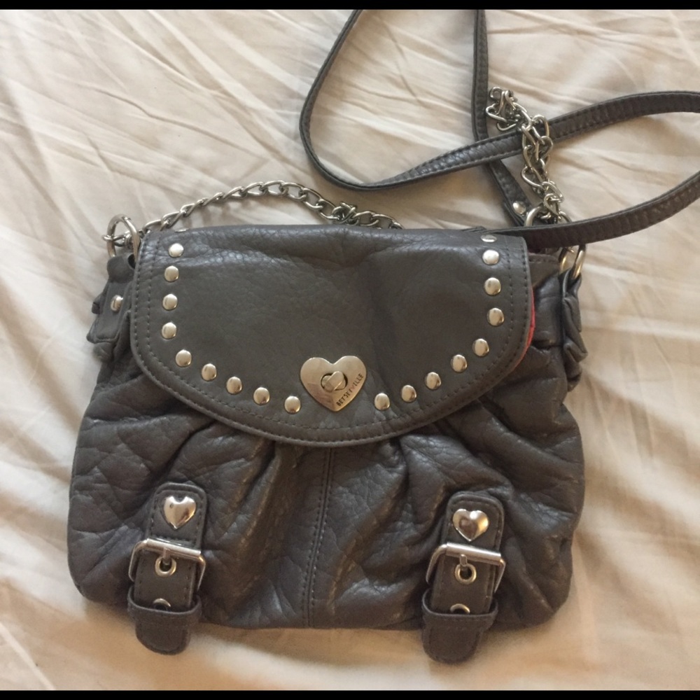 Gray Pleather Crossbody Purse