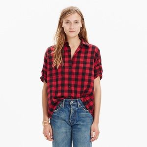 Madewell S Buffalo Red and Black Shirt