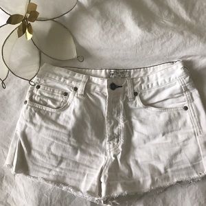 Free People white denim cut-off shorts