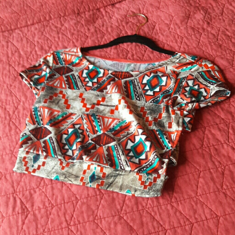 Aztec Print Crop Top
