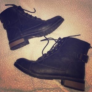 Black combat boots